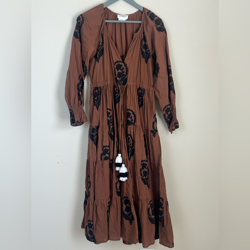 Tuckernuck‎ Omika Riviera Maxi Dress Brown Boho Midi Western Size XS